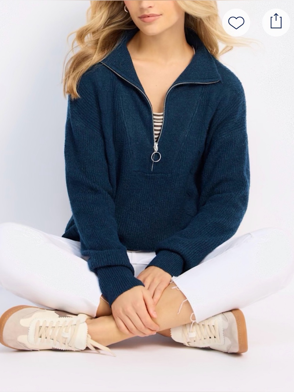 Love Ellie Belmira Half Zip Sweater Navy XL NWT